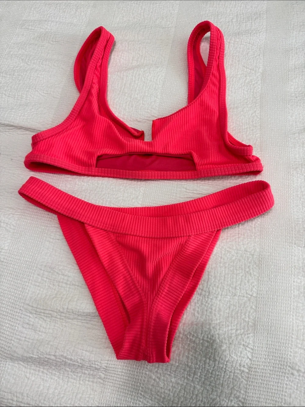 Frankie's Bikinis Hot Pink Ribbed Two-Piece Bikini